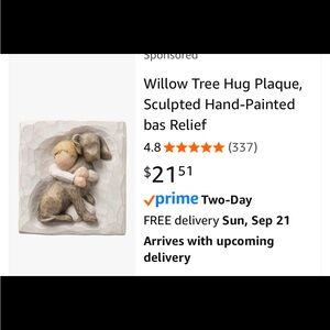 Willow Tree Hug Plaque in Tan